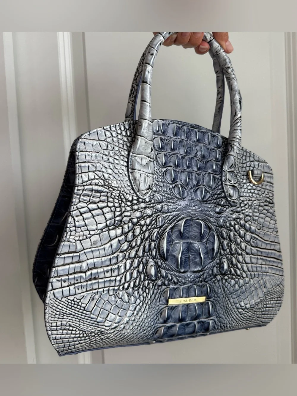 Brahmin Rosetta Satchel Bellbottom Blue Melbourne Leather